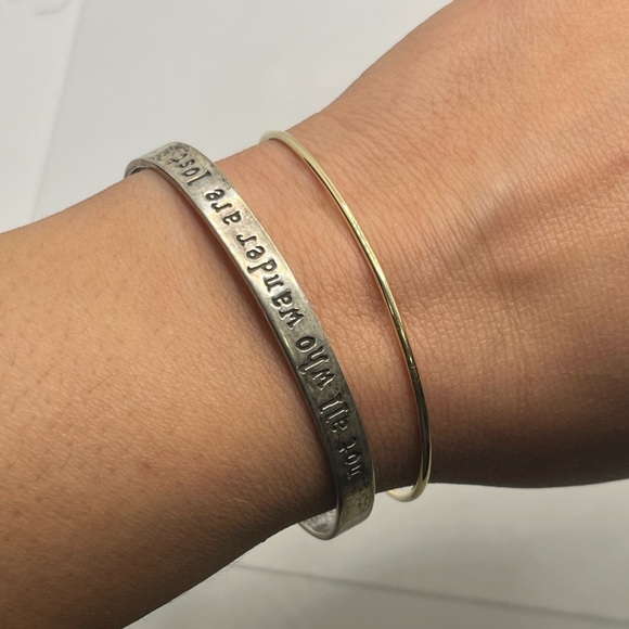 Far Fetched Sterling Silver Not All Who Wander Are Lost Cuff Bracelet vintage - Picture 4 of 12